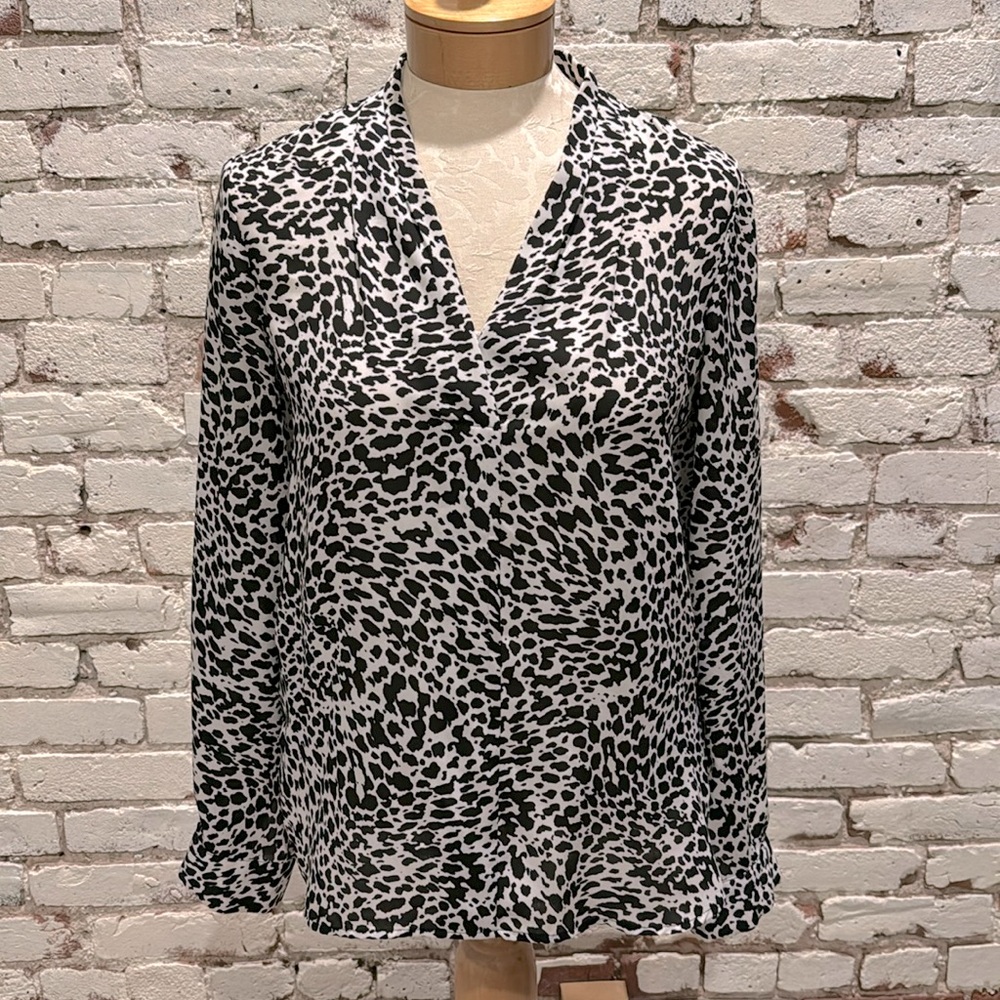 Vince Camuto animal print black and white blouse, XS